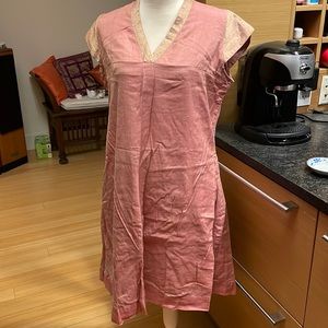 XL knee length too made from pink and gold Chanderi l. Fully lined.